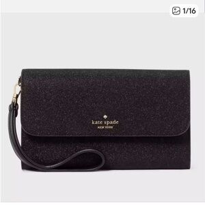 Kate Spade Black Glitter Wristlet
